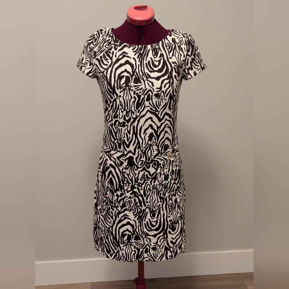 Lilly Pulitzer Brown and White Zebra Print Mini Dress